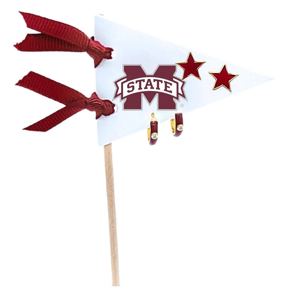 Mississippi State Color Shout Pennant Pair Earring Set