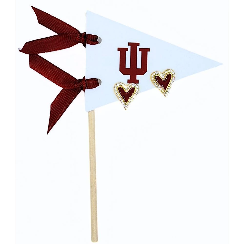 Indiana Color Shout Pennant Heart Earrings