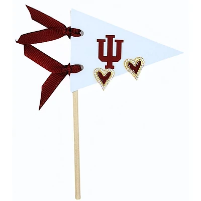 Indiana Color Shout Pennant Heart Earrings