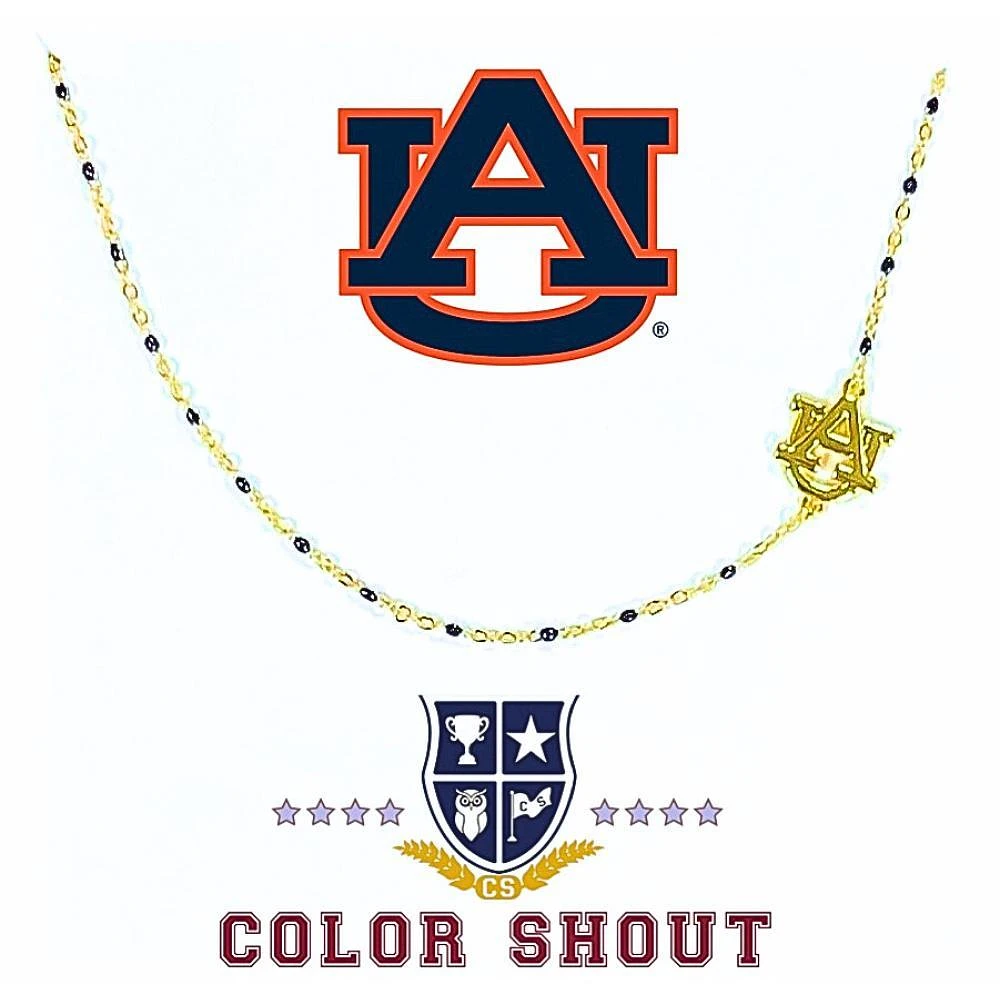 Auburn Color Shout Side Set Logo Enamel Bead Necklace