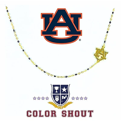 Auburn Color Shout Side Set Logo Enamel Bead Necklace