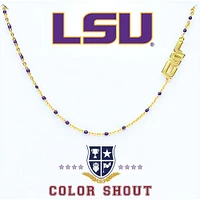LSU Color Shout Side Set Logo Enamel Bead Necklace