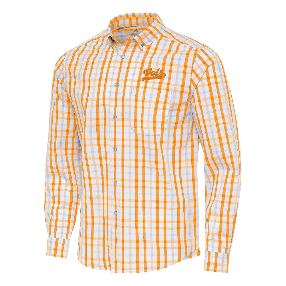 Tennessee Antigua Vols Script Tending 2 Long Sleeve Woven Shirt