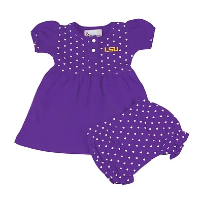 LSU Infant Heart Dress with Bloomers