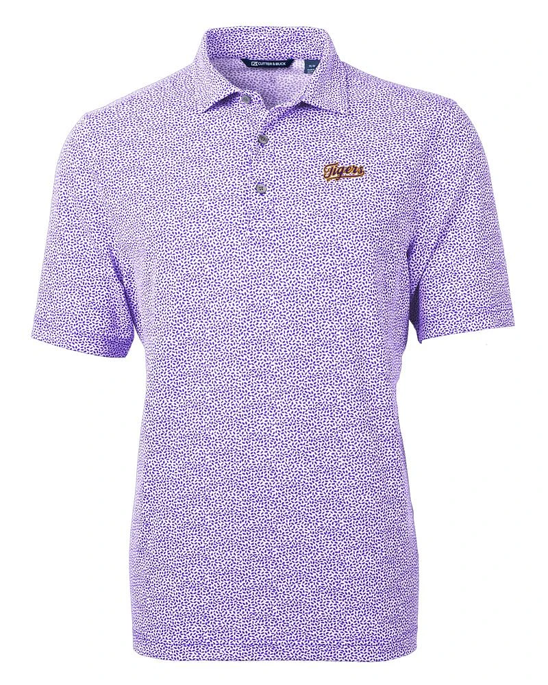 LSU Cutter & Buck Tigers Script Eco Botanical Print Polo