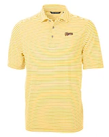 LSU Cutter & Buck Tigers Script Virtue Eco Pique Stripe Polo
