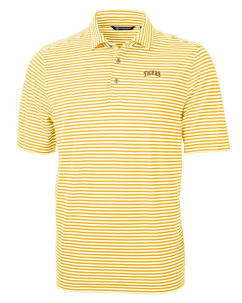 LSU Cutter & Buck Tigers Arch Virtue Eco Pique Stripe Polo