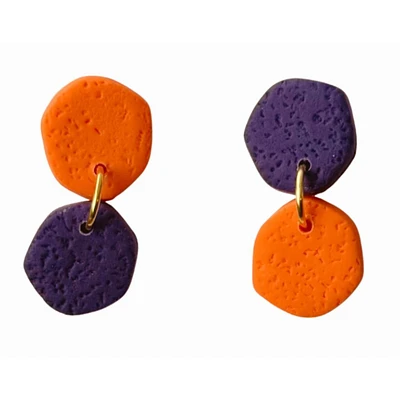 Orange and Purple Sweet Tree Jewelry Laine Mismatched Circle Earrings