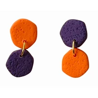 Orange and Purple Sweet Tree Jewelry Laine Mismatched Circle Earrings