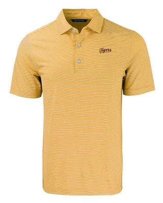 LSU Cutter & Buck Tigers Script Eco Forge Double Stripe Polo