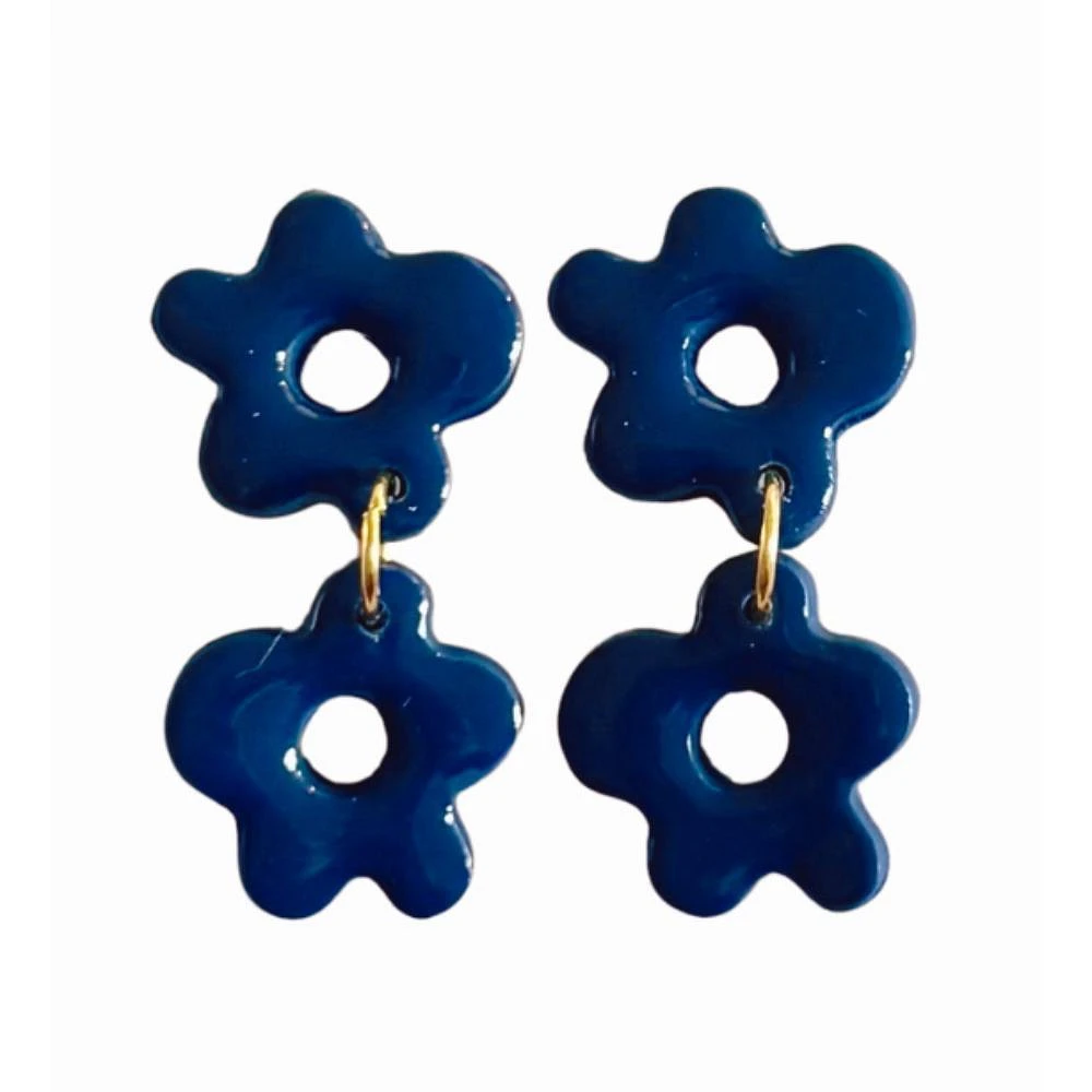 Navy Sweet Tree Jewelry Alexis Flower Earrings