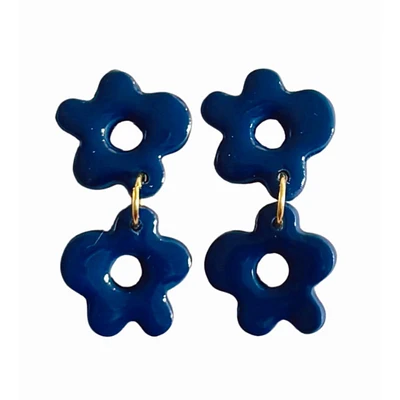 Navy Sweet Tree Jewelry Alexis Flower Earrings