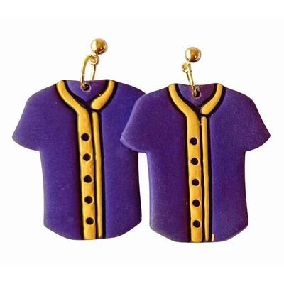 Purple and Sweet Tree Jewelry Baseball Jersey Earrings