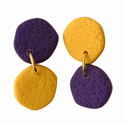 Purple and Yellow Sweet Tree Jewelry Laine Mismatched Circle Earrings
