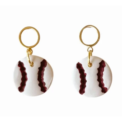 Maroon Sweet Tree Jewelry Curveball Earrings