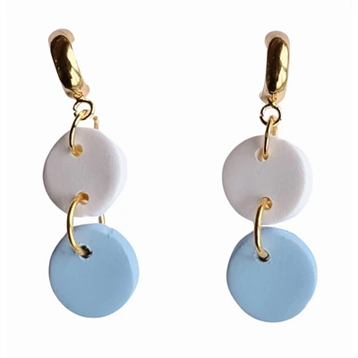 Light Blue and White Sweet Tree Jewelry Ember Double Circle Drop Earrings