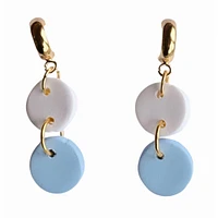 Light Blue and White Sweet Tree Jewelry Ember Double Circle Drop Earrings