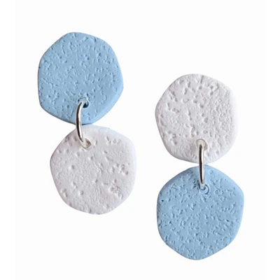 Light Blue and White Sweet Tree Jewelry Laine Mismatched Circle Earrings
