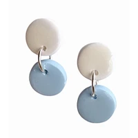 Light Blue and White Sweet Tree Jewelry Paiyton Circle Drop Earrings