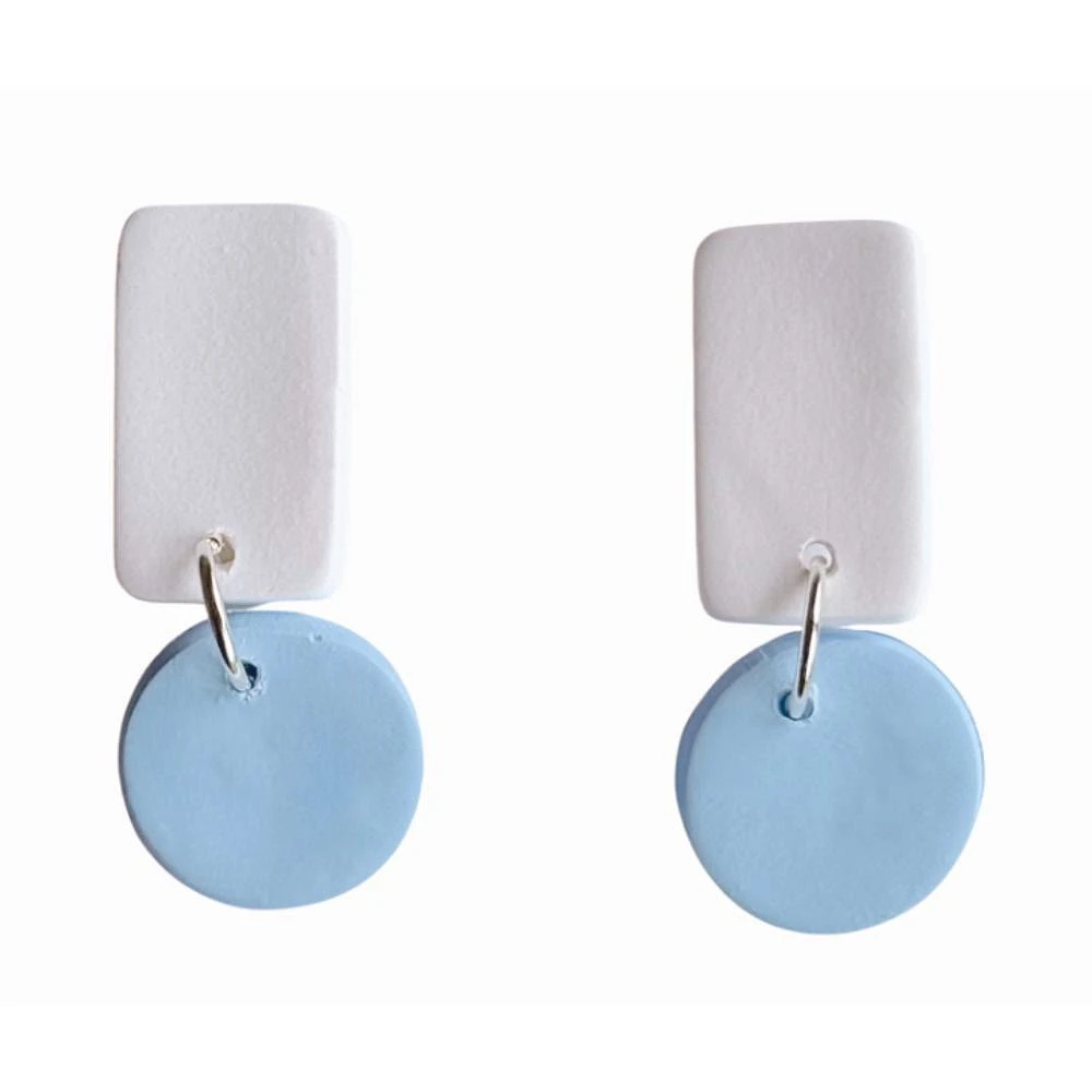 Light Blue and White Sweet Tree Jewelry Reign Rectangle Circle Drop Earrings