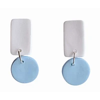 Light Blue and White Sweet Tree Jewelry Reign Rectangle Circle Drop Earrings