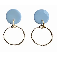 Light Blue and Gold Sweet Tree Jewelry Zoie Circle Earrings