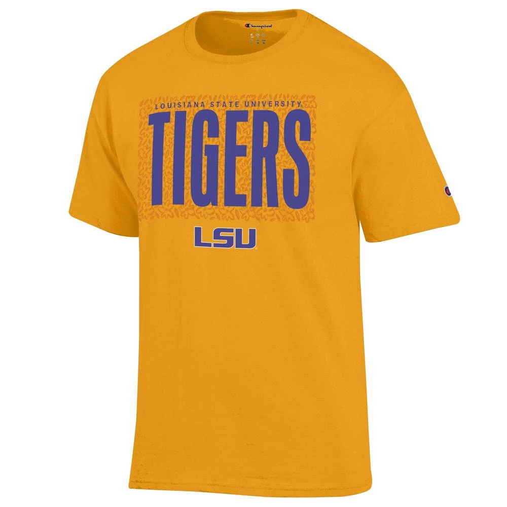 LSU Champion Rectangle Over Print with Logo Tee