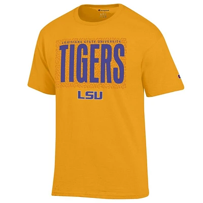 LSU Champion Rectangle Over Print with Logo Tee