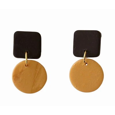 Black and Gold Sweet Tree Jewelry Emelyn Mixed Shape Earrings