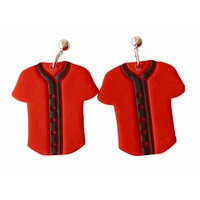 Red and Black Sweet Tree Jewelry Baseball Jersey Earrings
