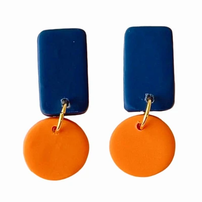 Navy and Sweet Tree Jewelry Reign Rectangle Circle Drop Earrings
