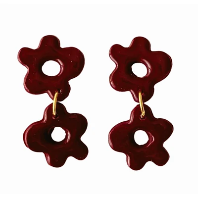 Maroon Sweet Tree Jewelry Alexis Flower Earrings