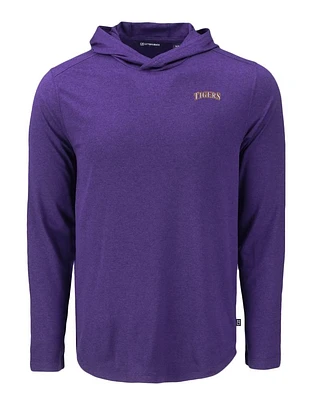 LSU Cutter & Buck Tigers Arch Coastline Epic Comfort Hooded Shirt