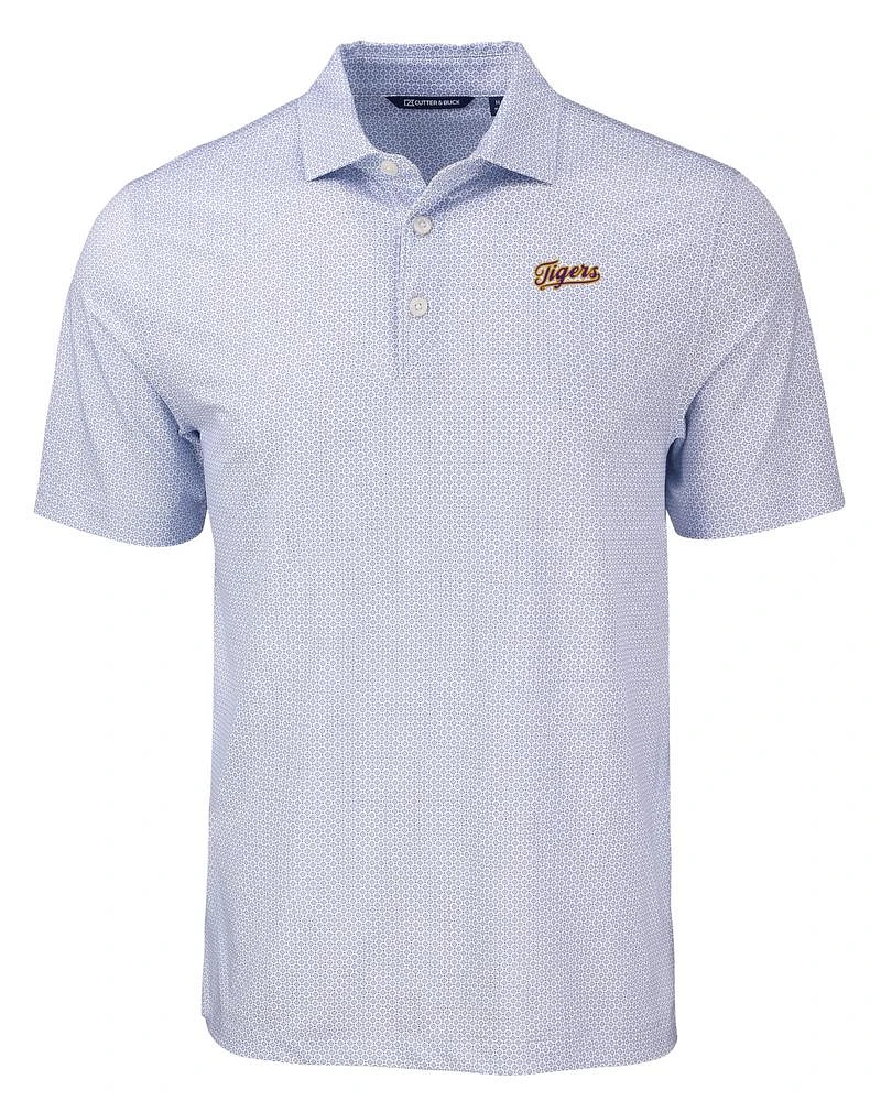 LSU Cutter & Buck Tigers Script Pike Diamond Dot Print Polo