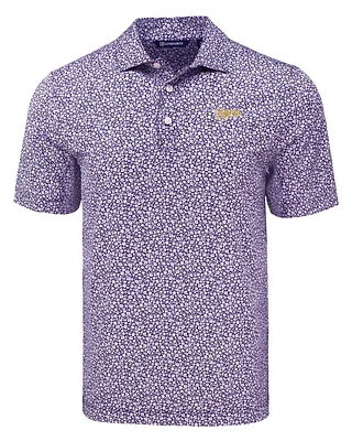 LSU Cutter & Buck Tigers Script Pike Flora Print Polo