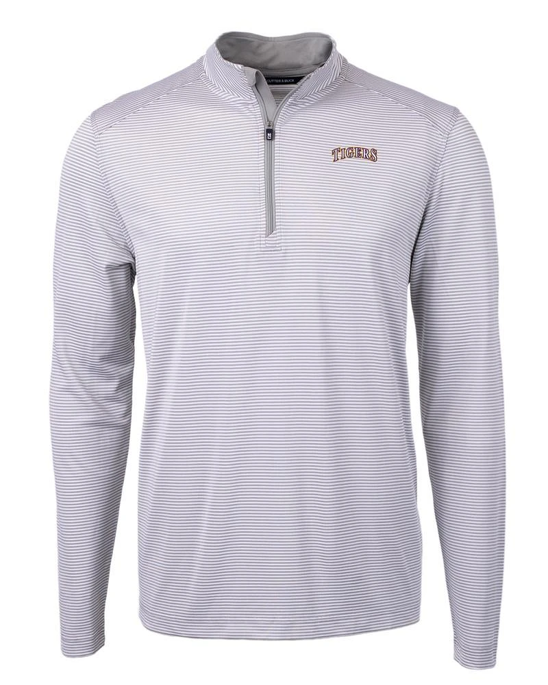 LSU Cutter & Buck Tigers Arch Virtue Eco Micro Stripe Pullover
