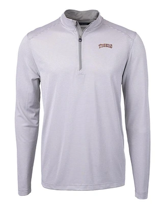 LSU Cutter & Buck Tigers Arch Virtue Eco Micro Stripe Pullover