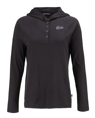 LSU Cutter & Buck Women's Tigers Script Coastline Epic Comfort Hooded Shirt