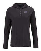 LSU Cutter & Buck Women's Tigers Script Coastline Epic Comfort Hooded Shirt