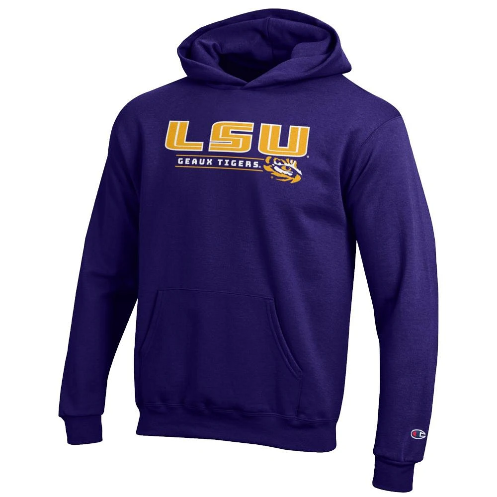 LSU Champion YOUTH Wordmark Over War Cry Logo Hoodie