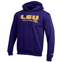 LSU Champion YOUTH Wordmark Over War Cry Logo Hoodie