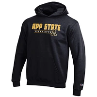 App State Champion YOUTH Wordmark Over War Cry Logo Hoodie