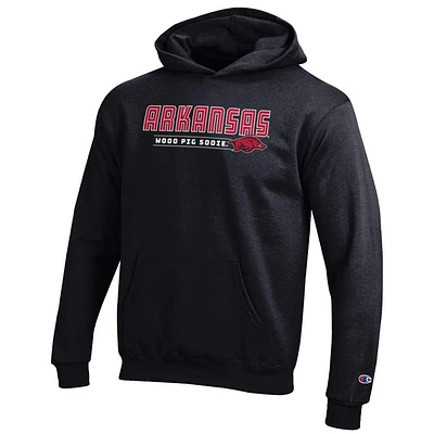 Arkansas Champion YOUTH Wordmark Over War Cry Logo Hoodie