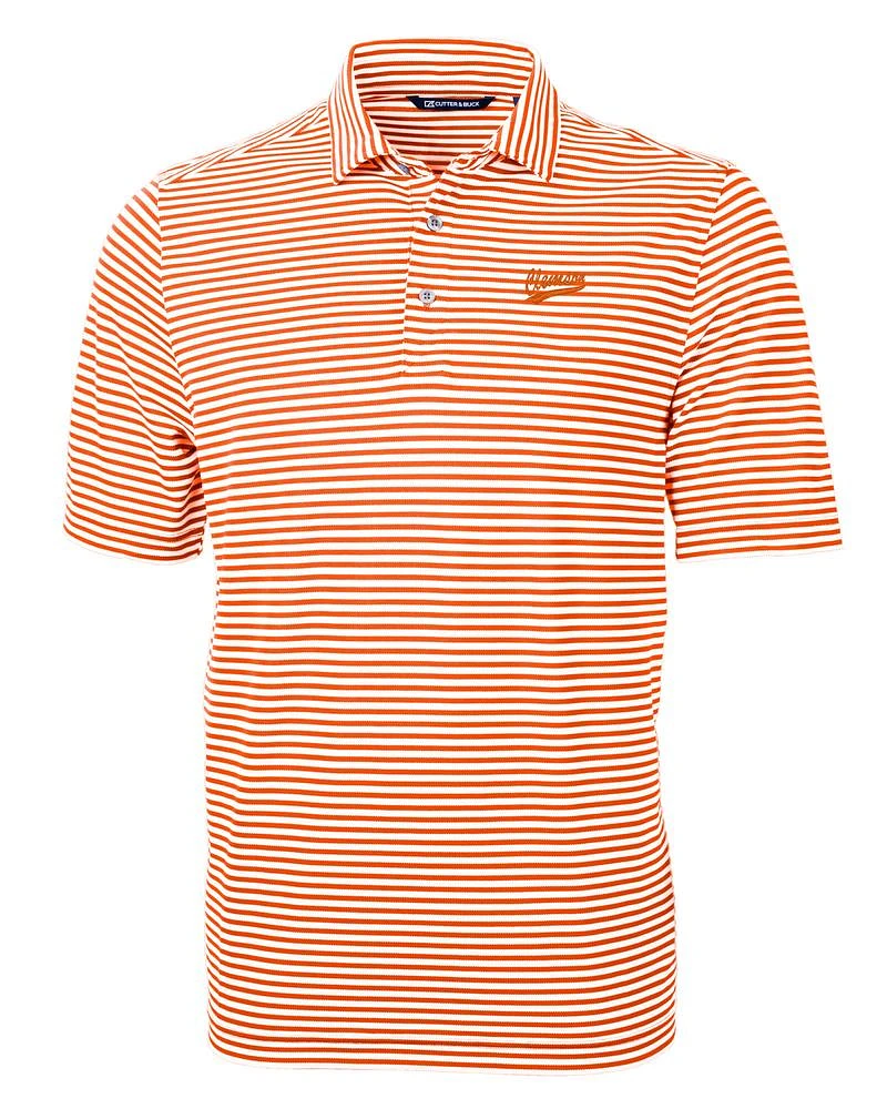 Clemson Script Cutter & Buck Virtue Eco Pique Stripe Polo