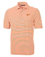 Clemson Script Cutter & Buck Virtue Eco Pique Stripe Polo