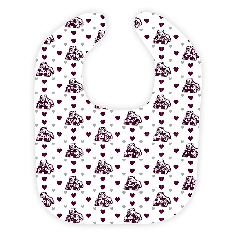 Mississippi State Wee Ones Heart Print Soft Bib