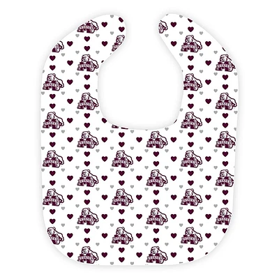 Mississippi State Wee Ones Heart Print Soft Bib