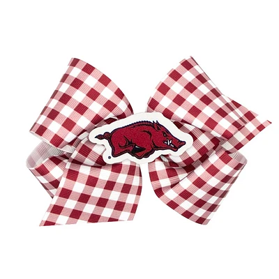 Arkansas King Gingham Grosgrain Hair Bow