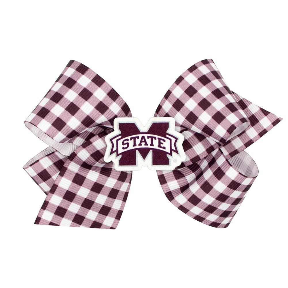 Mississippi State Medium Gingham Grosgrain Hair Bow