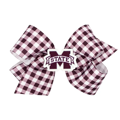 Mississippi State Medium Gingham Grosgrain Hair Bow